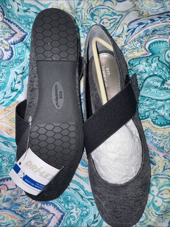 Ros Hommerson Shoes - Ros Hommerson Charcoal Gray Slip-On Elastic Strap Flats